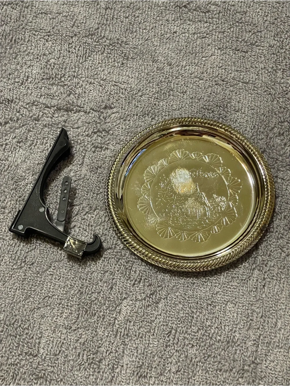 Silver Decorative Wall Plate with Embossed Pattern
